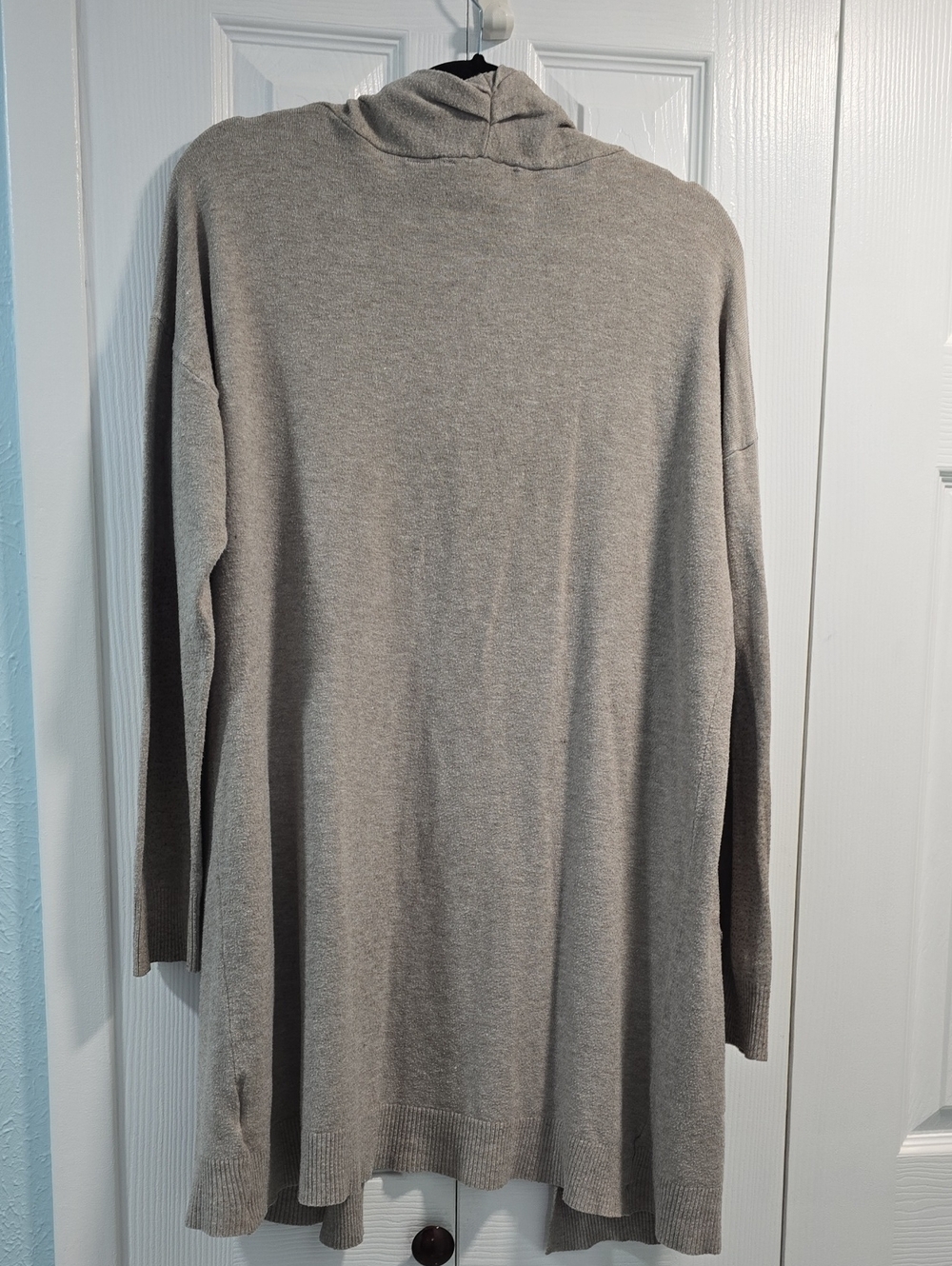 Cyrus Light Gray/Taupe Open-Front Cardigan with Pockets - Picture 10 of 10